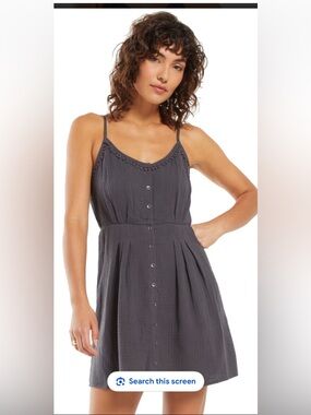 Z Supply Charcoal Button-Front Spaghetti Strap Top